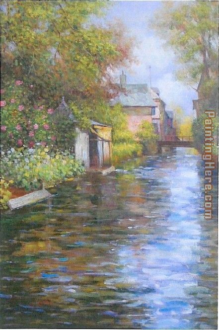 River bank painting - Louis Aston Knight River bank art painting